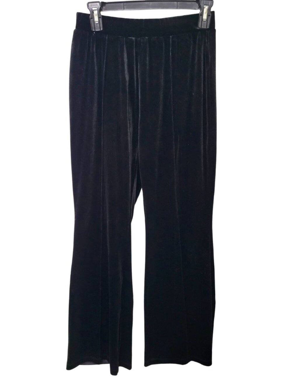 High-Waisted Black Velvet Wide-Leg Flare Lounge Pants | Medium